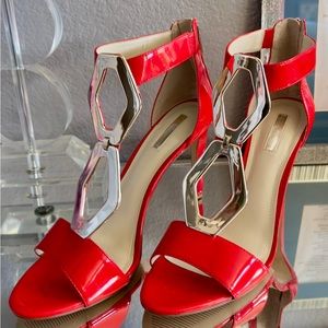 Like New BCBGeneration Red Patent “Cayce” Zip Back Heels - Size 10